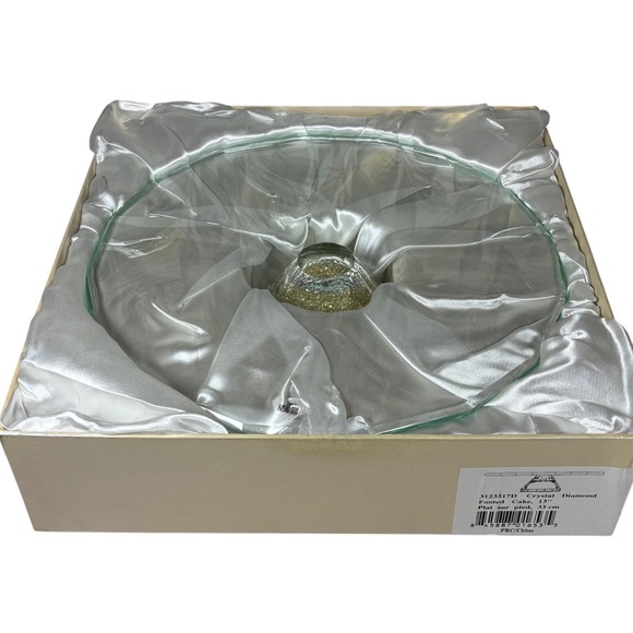 Oleg Cassini Crystal Yellow Diamond Footed Cake Stand Serving Platter 13" - Picture 9 of 11